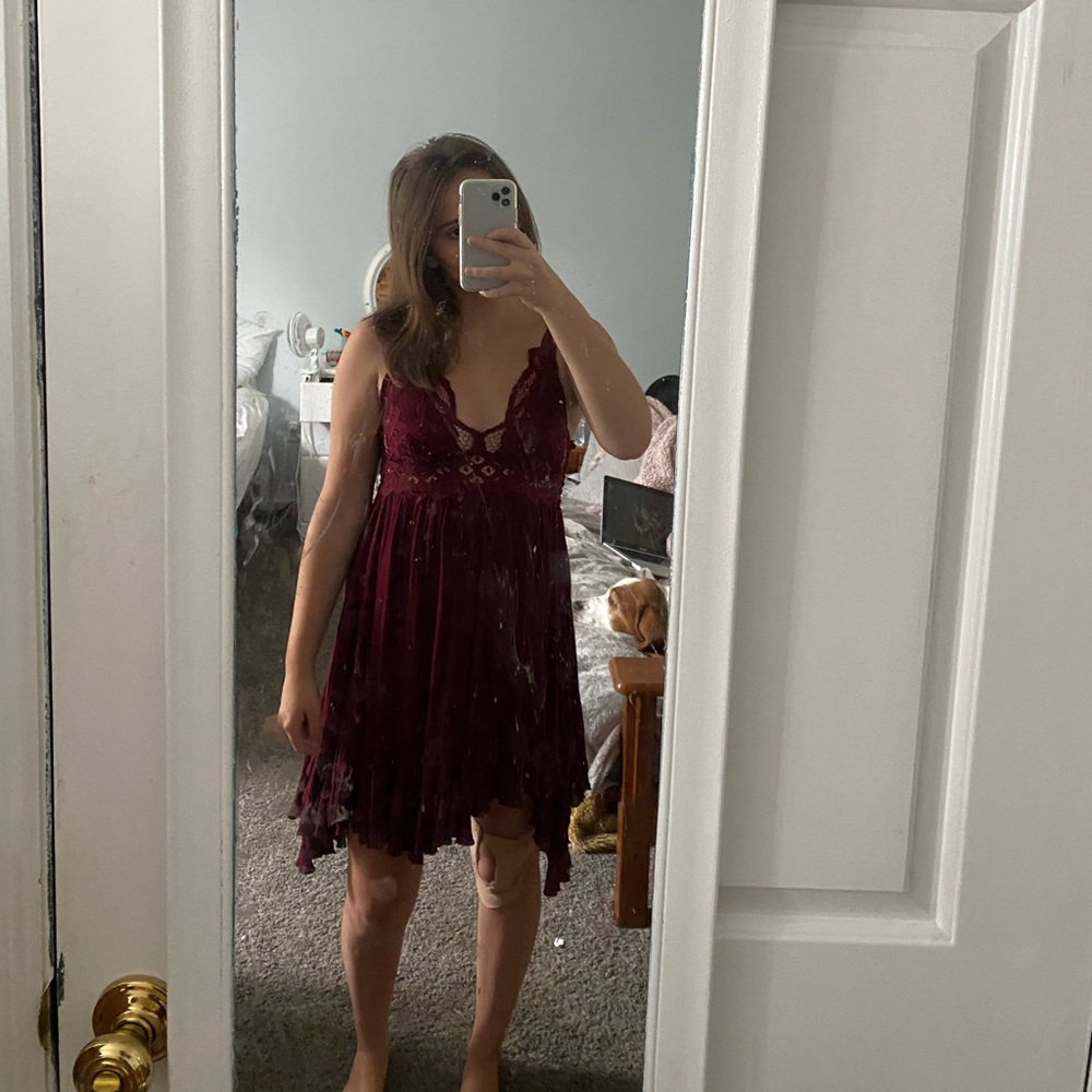 Burgundy Lace Free People Dress